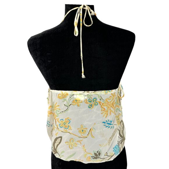 Vintage 90s Babydoll Semi Sheer Floral Halter Blouse Size Small - Picture 2 of 6
